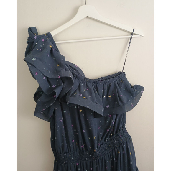 Buddy Love Dress Womens Gray Sofia Ruffled Shoulder Quirky Glitter Galaxy Twee - Picture 5 of 9